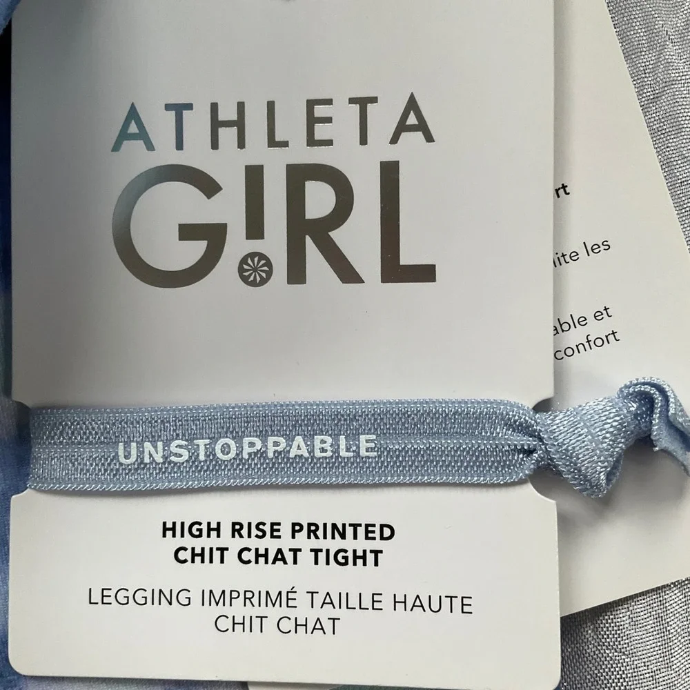 Athleta Girl High Rise Printed Chit Chat Tight Blue Purple Abstract Leggings L12